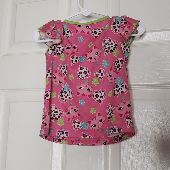 🖤5/$12 Night Life Pink Kitty Top Size 18 Months - Picture 2 of 4